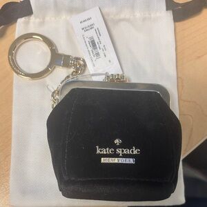 Kate Spade Black Velvet Pouch with Gold Keychain